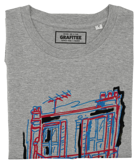 T-shirt Immeuble gris chiné plié