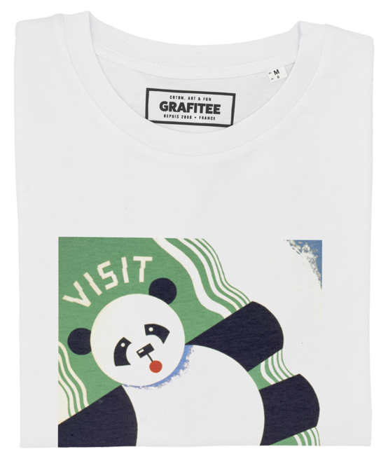 T-shirt Panda Brookfield Zoo blanc plié
