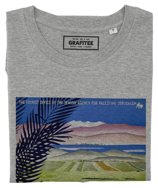 T-shirt Palestine Oranger gris chiné plié