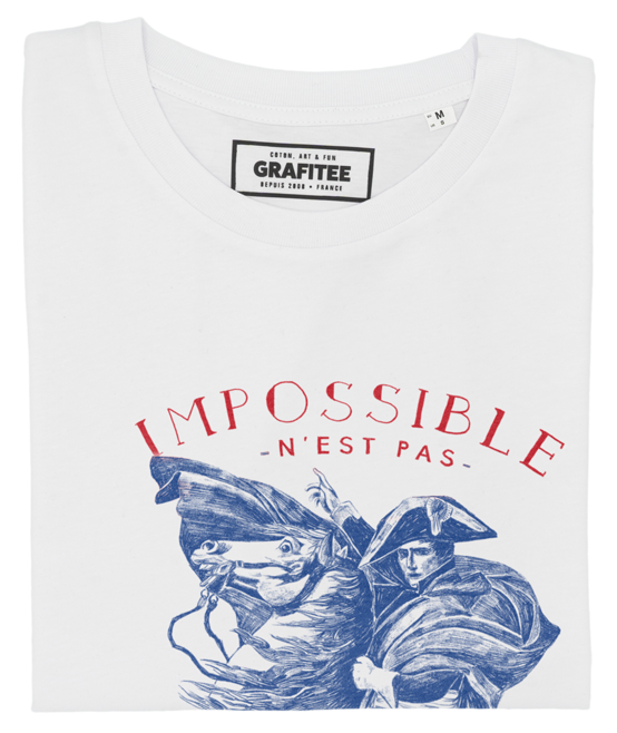 T-shirt Impossible n'est pas Français blanc plié