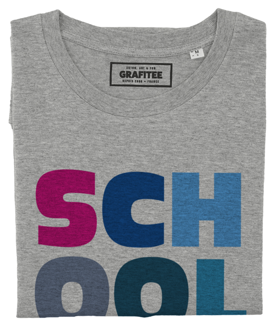 T-shirt School Sucks gris chiné plié