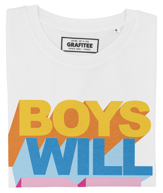 T-shirt Boys Will Be Boys blanc plié