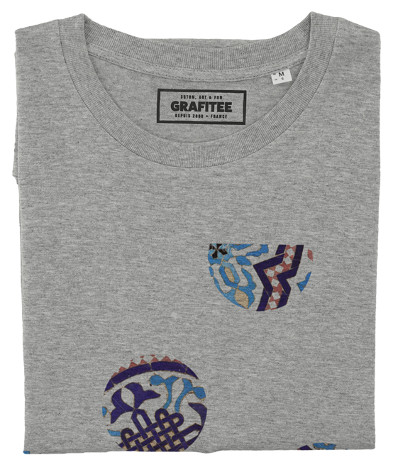 T-shirt Désert & Motifs gris chiné plié