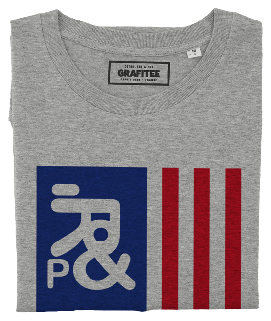 T-shirt Drapeau USA gris chiné plié