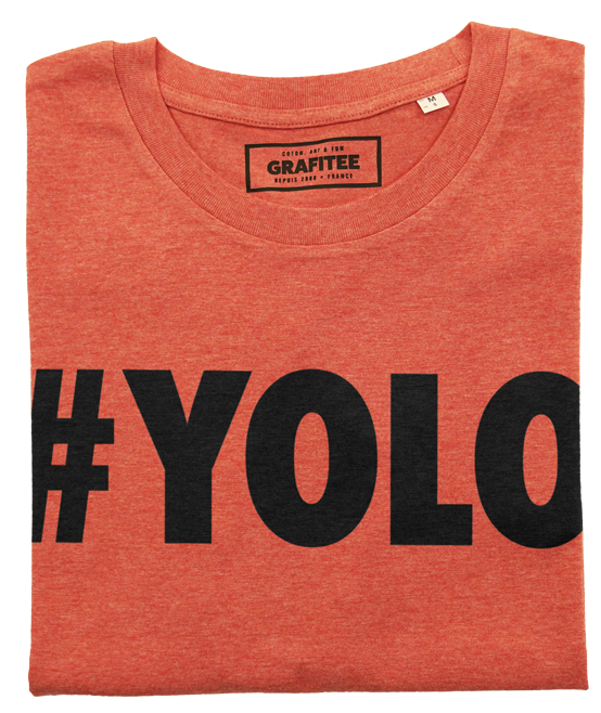 T-shirt YOLO rouge chiné plié