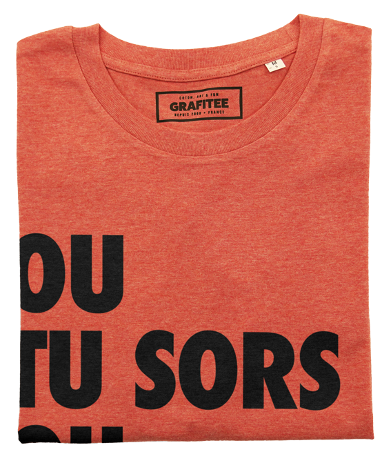 T-shirt Tu Sors ou J'te Sors rouge chiné plié