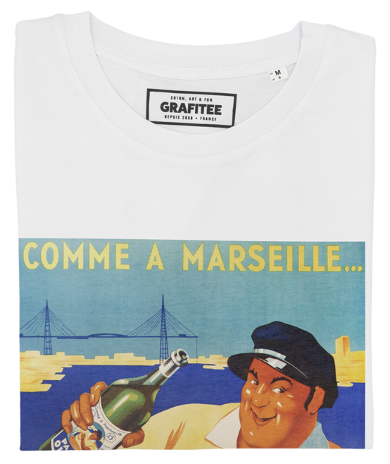 T-shirt Pastis Olive Marseille blanc plié