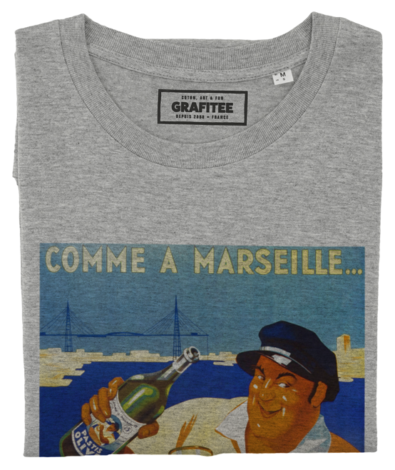 T-shirt Pastis Olive Marseille gris chiné plié