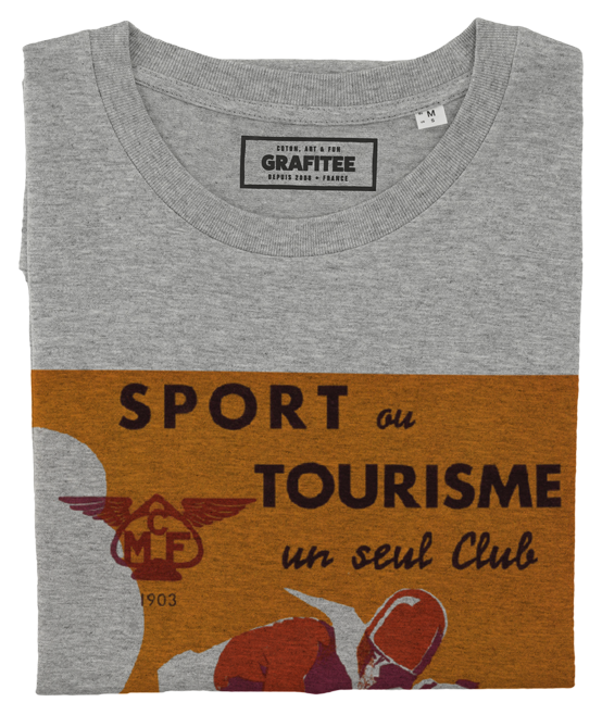 T-shirt Motocycle Club de France gris chiné plié