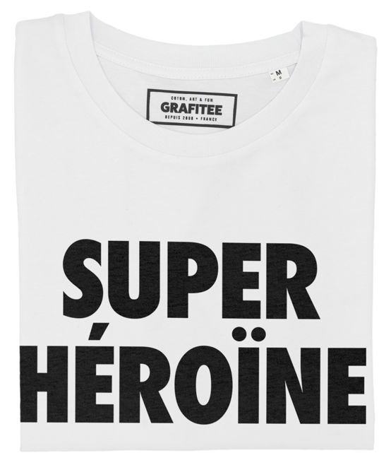 T-shirt Super Héroïne blanc plié