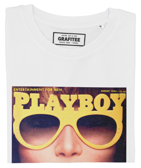 T-shirt Playboy Août 1982 blanc plié