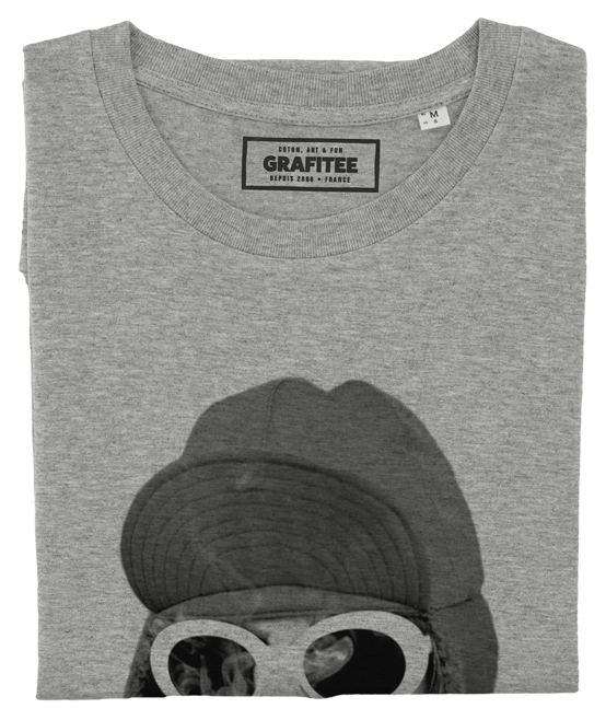 T-shirt Kurt Cobain gris chiné plié