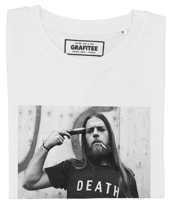T-shirt Death To Hipsters Gun blanc plié
