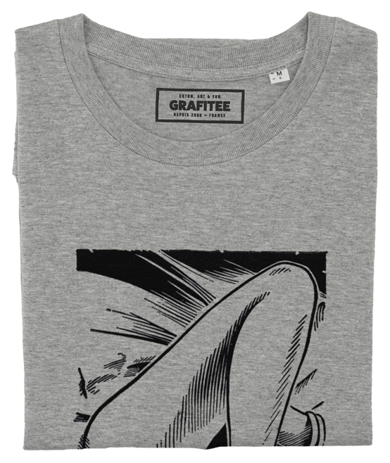 T-shirt Chattes Frémissantes gris chiné plié