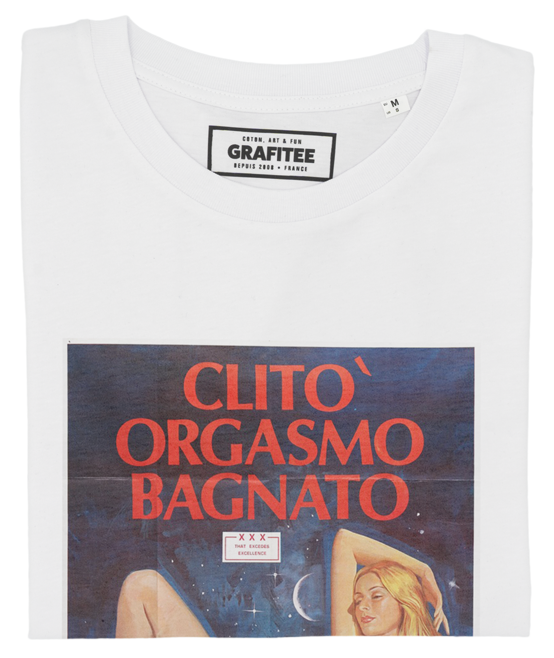 T-shirt Clito Orgasmo Bagnato blanc plié