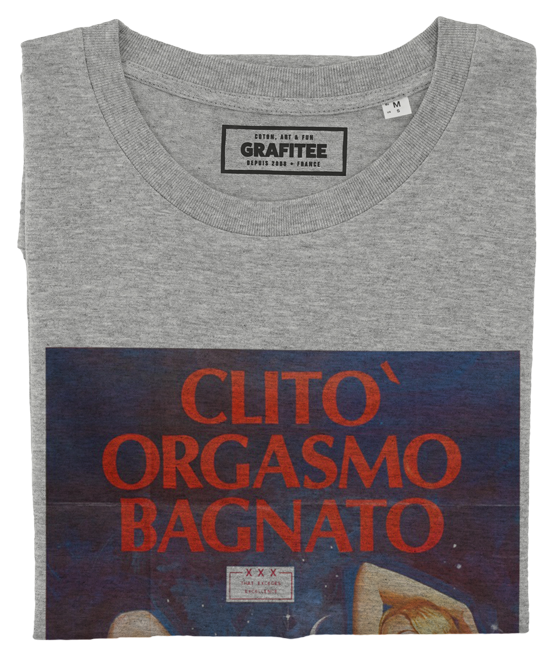 T-shirt Clito Orgasmo Bagnato gris chiné plié