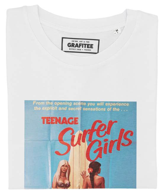 T-shirt Teenage Surfer Girls blanc plié