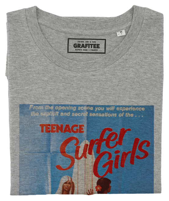 T-shirt Teenage Surfer Girls gris chiné plié