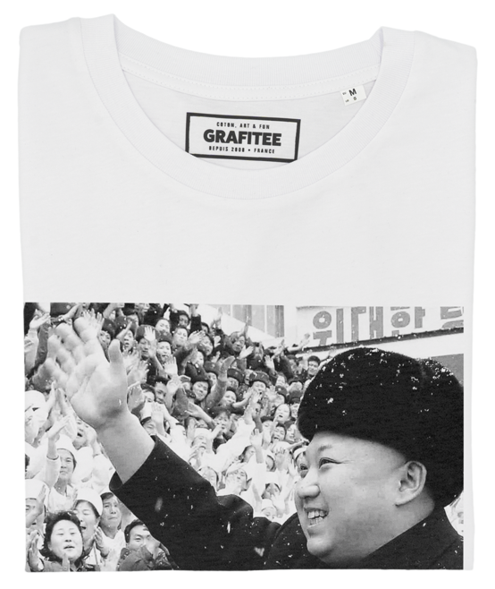 T-shirt Kim Jong-Un Salue le Peuple blanc plié