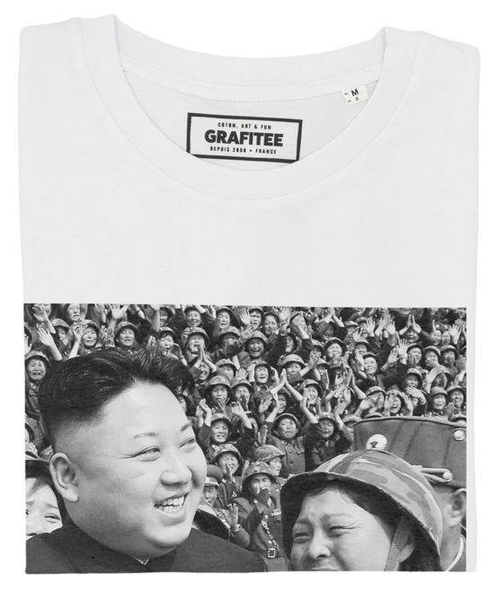 T-shirt Kim Jong-Un Smile blanc plié