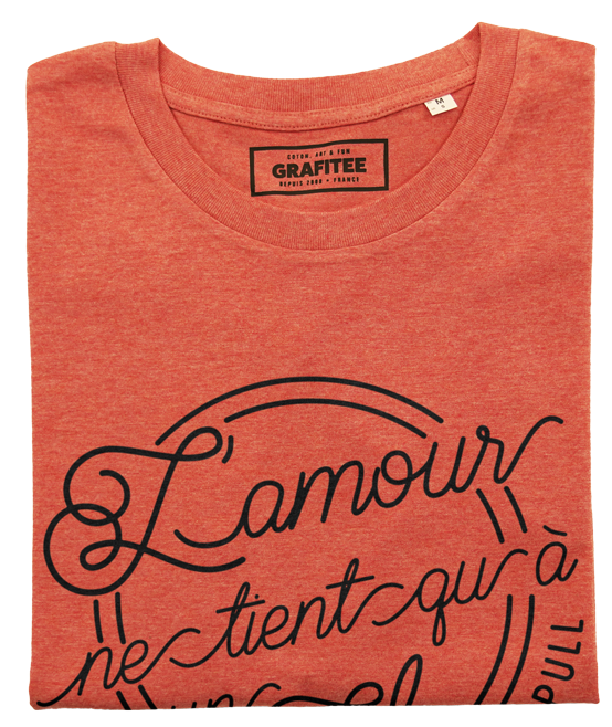 T-shirt Amour A Un Fil rouge chiné plié