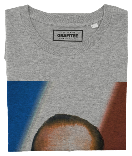 T-shirt Chirac Bleu Blanc Rouge gris chiné plié