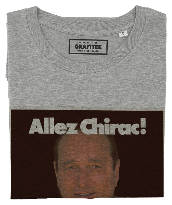 T-shirt Chirac Allez La France gris chiné plié