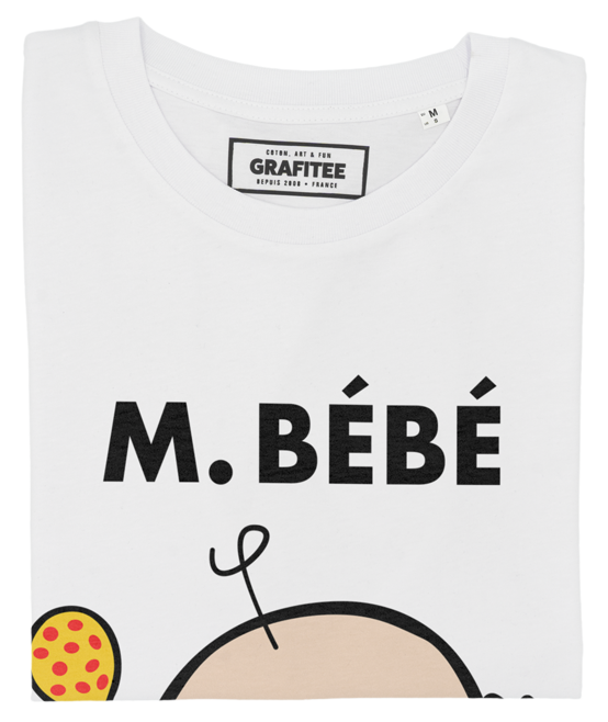 T-shirt Monsieur Bébé blanc plié