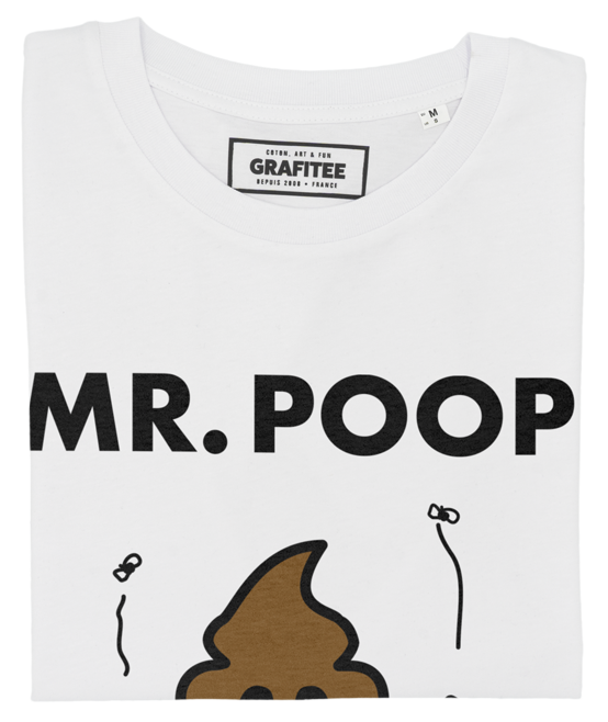 T-shirt Mr. Poop blanc plié
