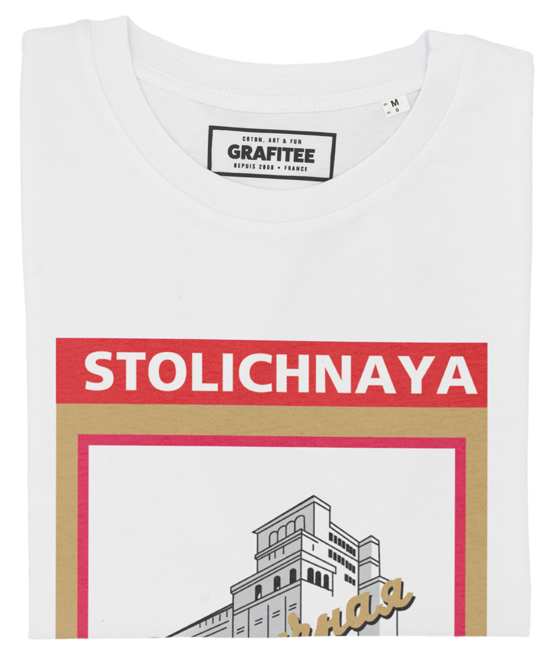 T-shirt Stolichnaya Vodka blanc plié