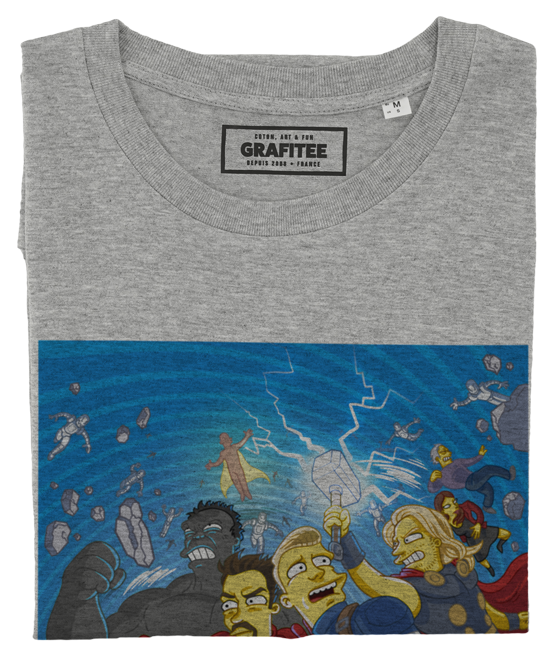 T-shirt Avengers Simpsonized gris chiné plié