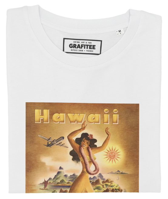 T-shirt Hula Hawaïenne blanc plié