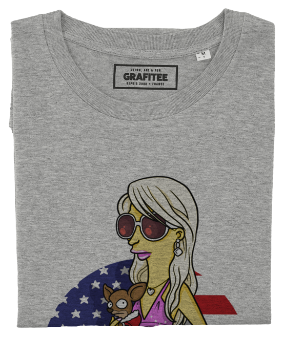 T-shirt Paris Hilton Simpsonized gris chiné plié