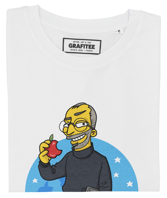 T-shirt Steve Jobs Simpsonized blanc plié