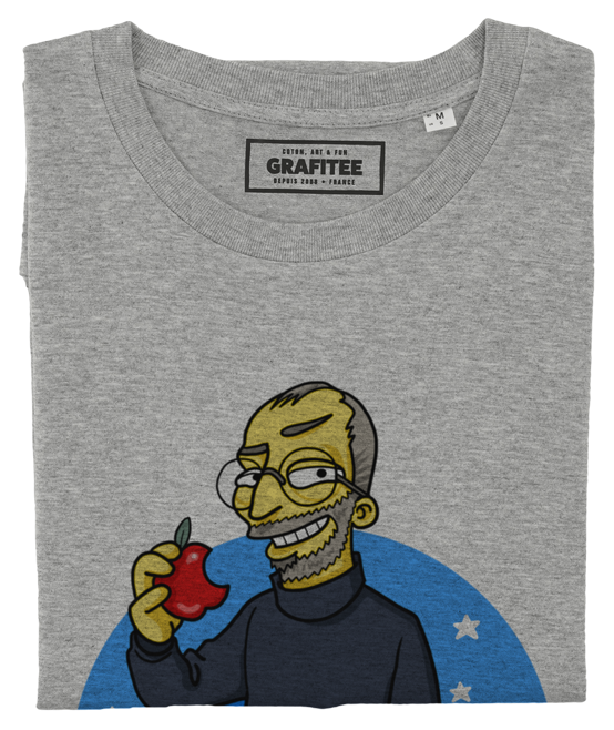 T-shirt Steve Jobs Simpsonized gris chiné plié