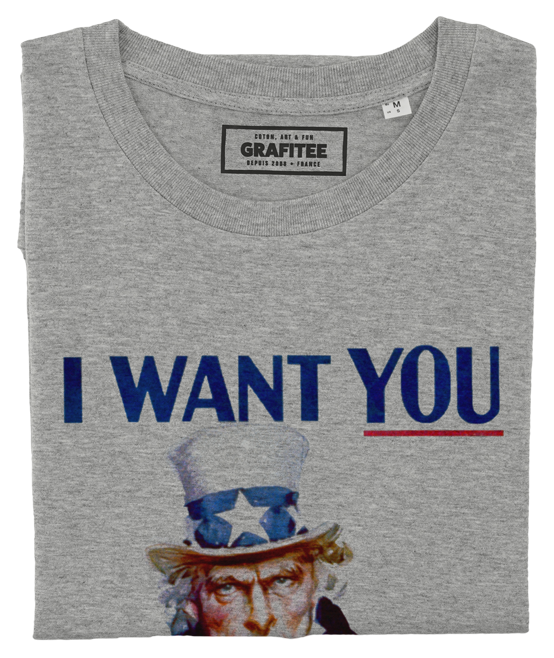 T-shirt I Want You gris chiné plié