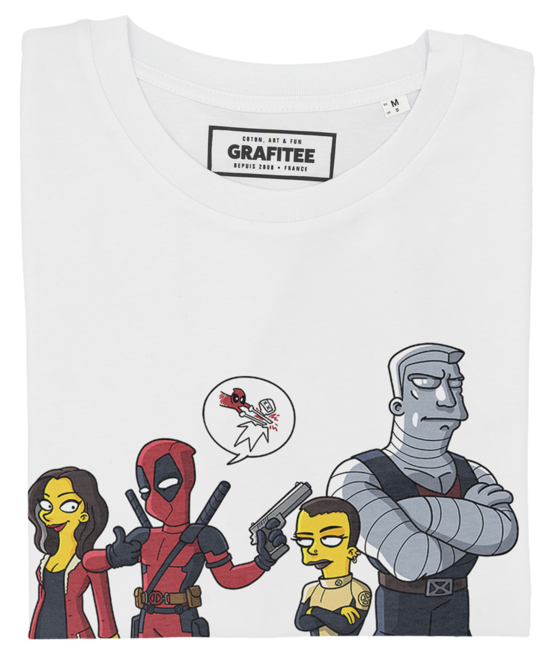 T-shirt Deadpool Simpsonized blanc plié