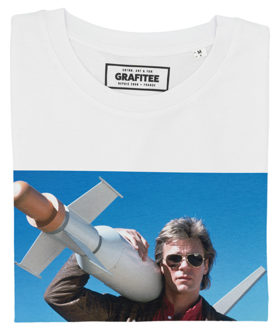 T-shirt MacGyver Missile blanc plié