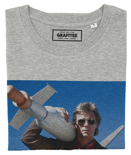 T-shirt MacGyver Missile gris chiné plié