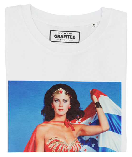 T-shirt Wonder Woman blanc plié