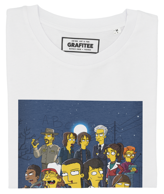 T-shirt Stranger Things x Simpsons blanc plié