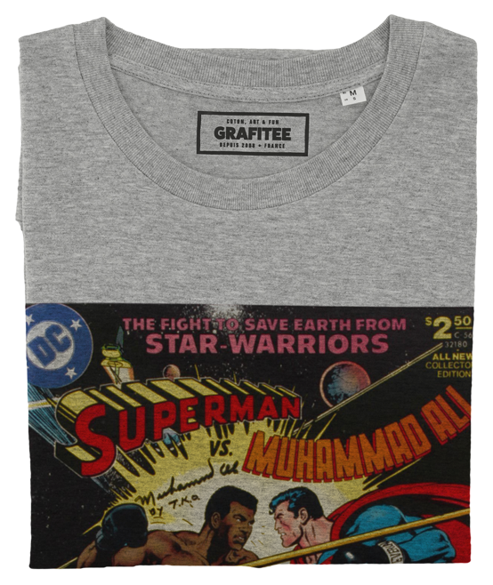 T-shirt Superman vs. Ali gris chiné plié
