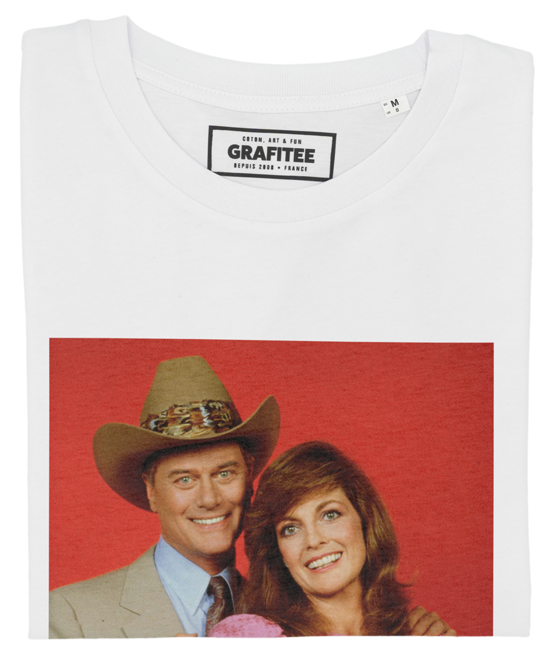 T-shirt JR Ewing & Sue Ellen blanc plié