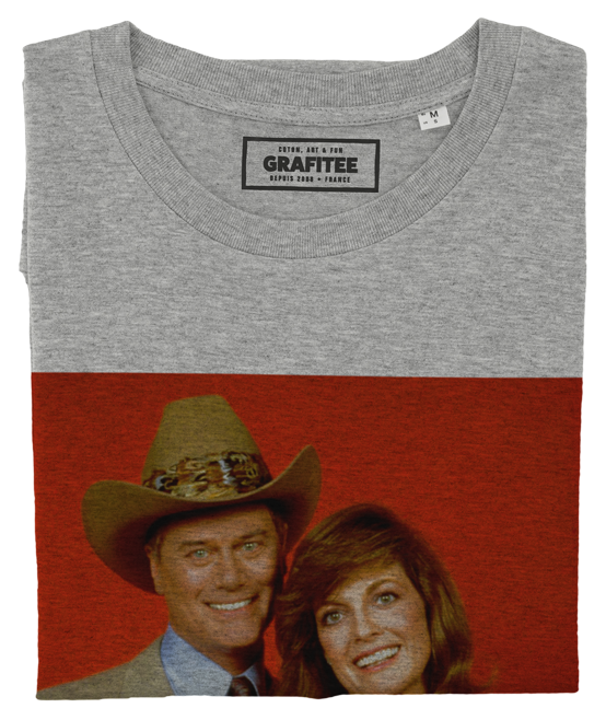 T-shirt JR Ewing & Sue Ellen gris chiné plié