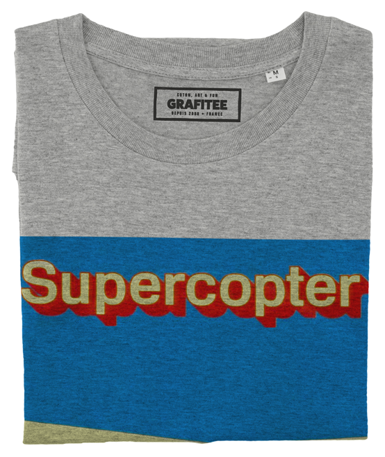T-shirt Supercopter gris chiné plié