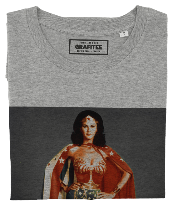 T-shirt Wonder Woman Vintage gris chiné plié