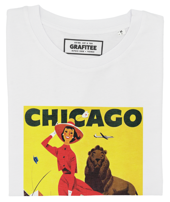 T-shirt Chicago Vintage blanc plié