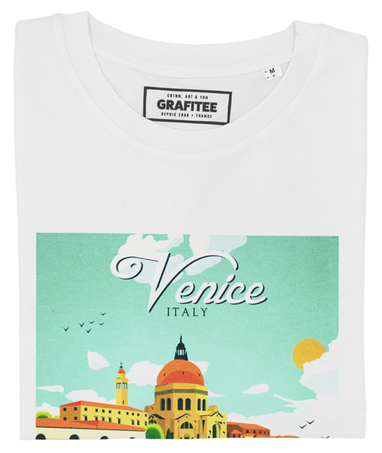 T-shirt Gondoles à Venise blanc plié