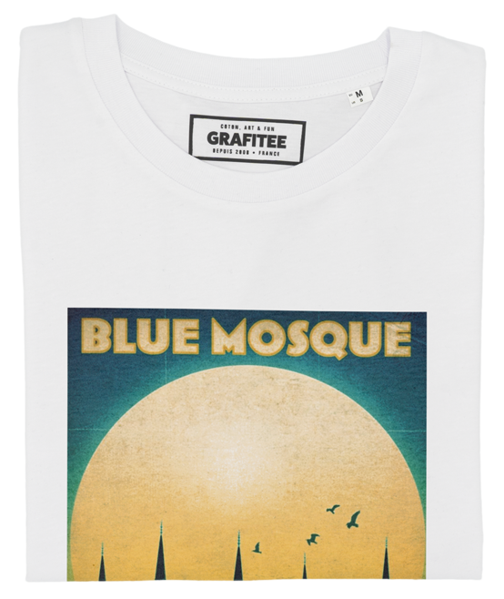 T-shirt Mosquée Bleue blanc plié