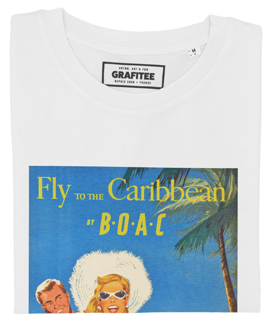 T-shirt Fly To The Caribbean blanc plié